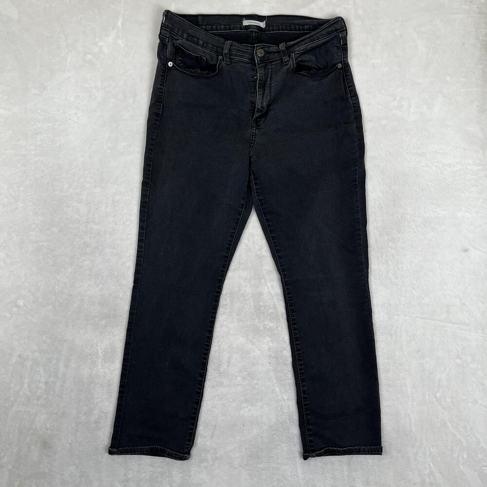 Levi's Classic Straight Jeans Womens 14 W32 L30 Gray Dark Wash Stretch Denim